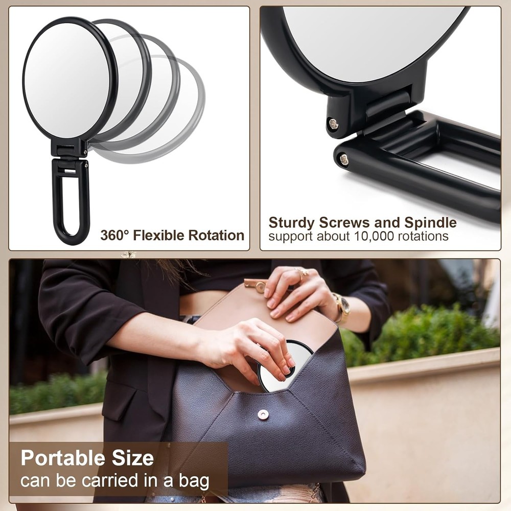 1X/10X Magnifying Handheld Mirror Double Sided, Foldable Travel Makeup Mirror