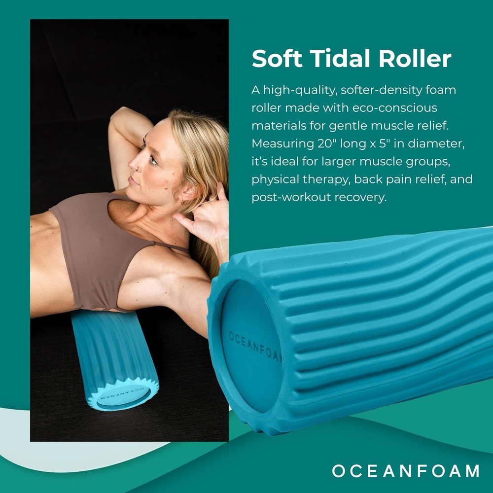 Soft Tidal Roller (Miami Blue) - Low Density Foam Roller for Physical Therapy...