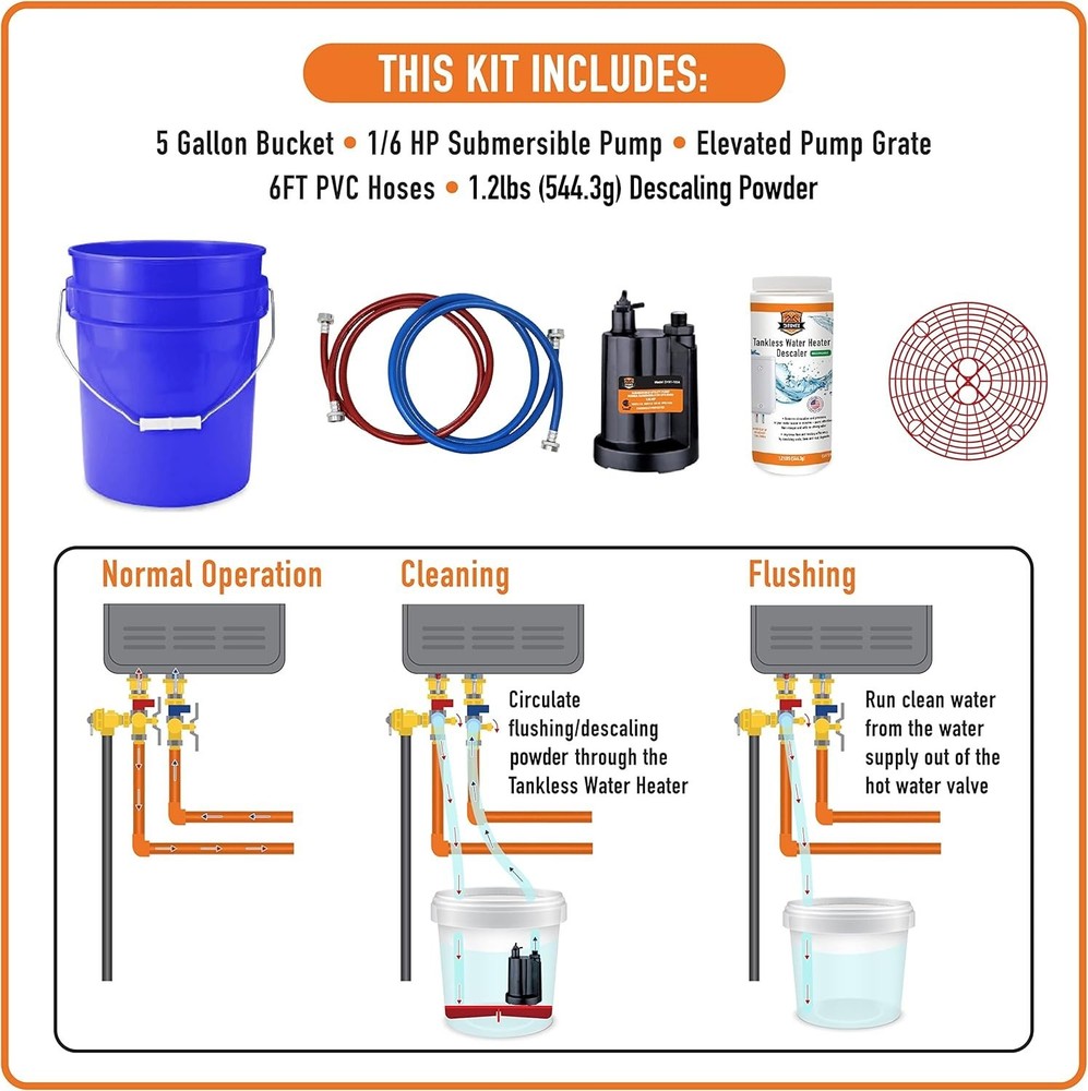 Chromex Tankless Water Heater Descaler Kit with Biodegradable Descaler