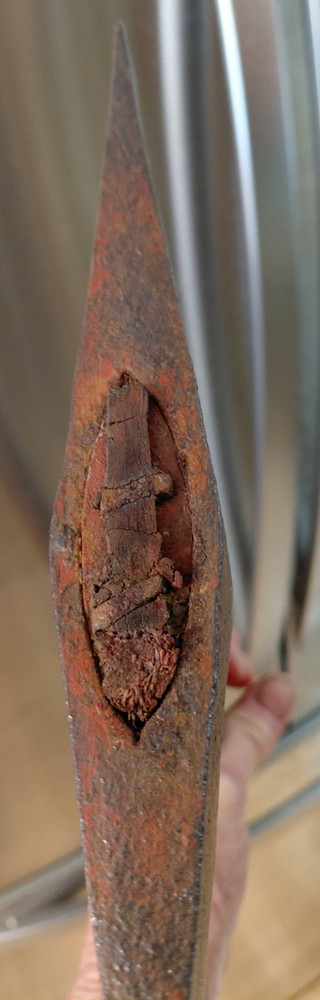 UNBRANDED - DOUBLE BIT AXE WTH ORIGINAL HANDLE- some red paint