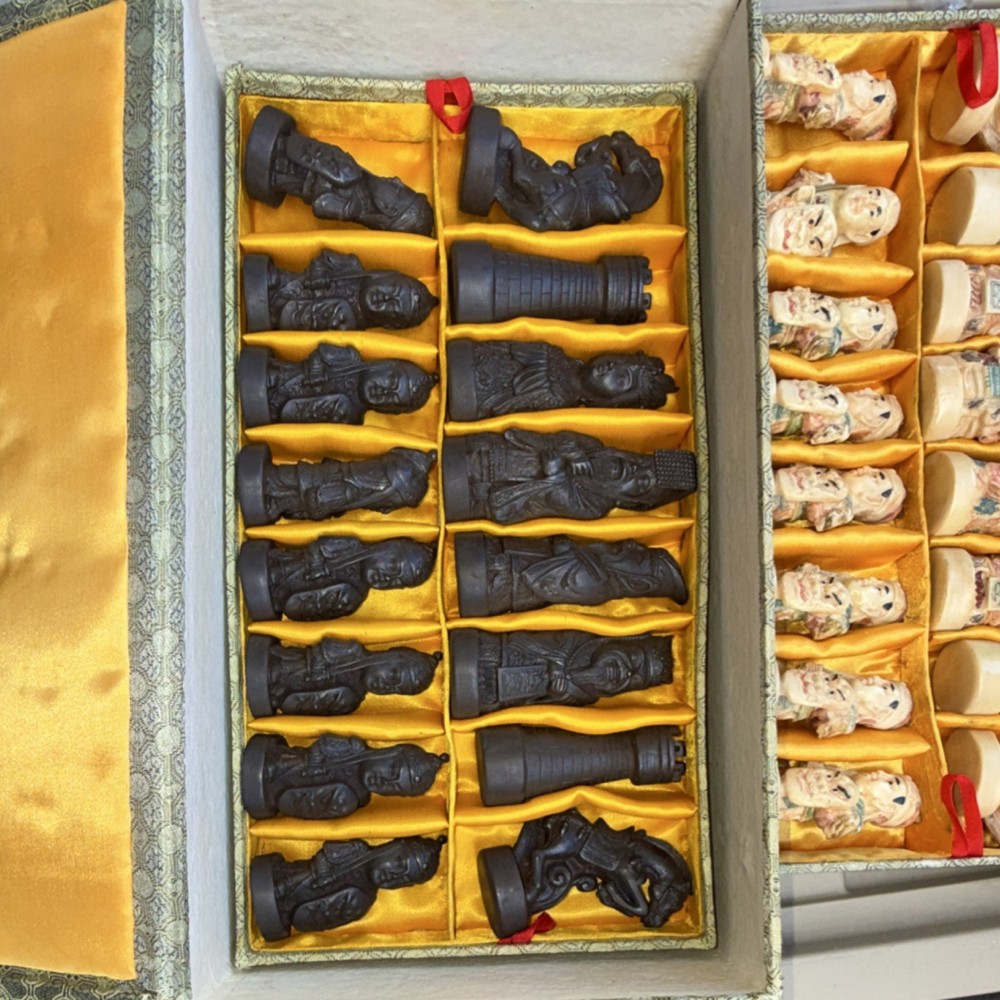 Oriental Style Resin Chess Set Multicolor with Decorative Box