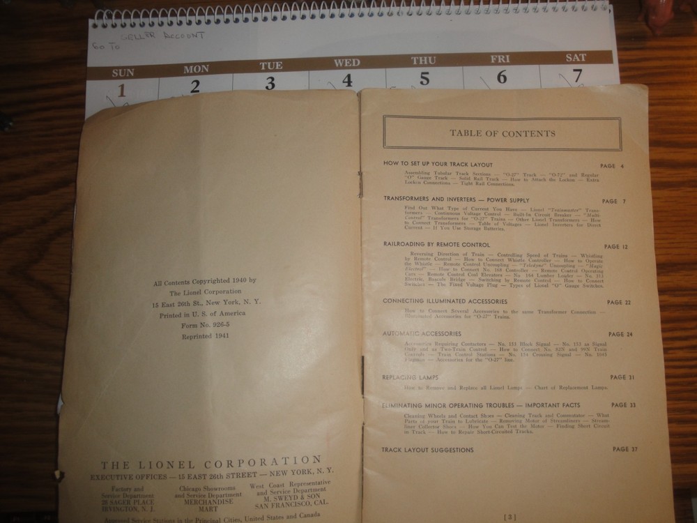 Lionel 1941 instruction book (Original)