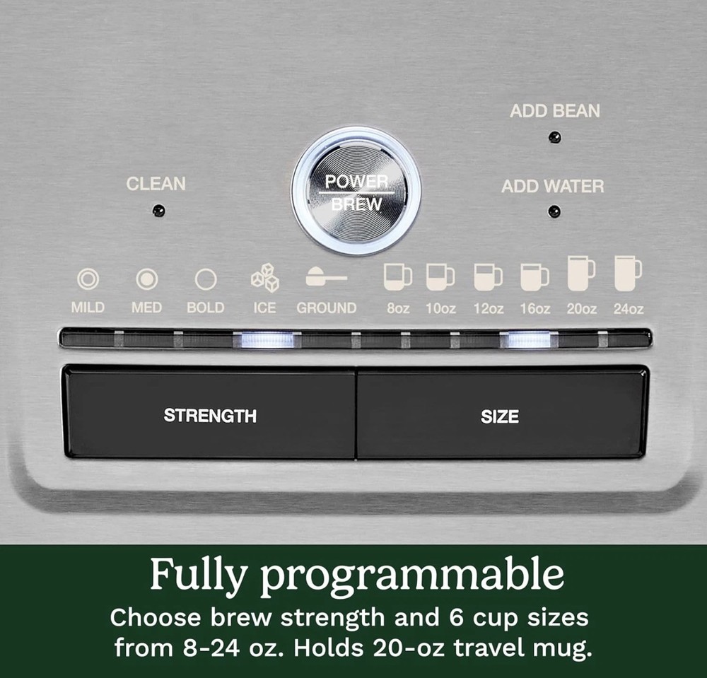 Coffee Maker, Grind and Brew Single Serve Coffee Maker, 6 Cup Sizes, Built-In St