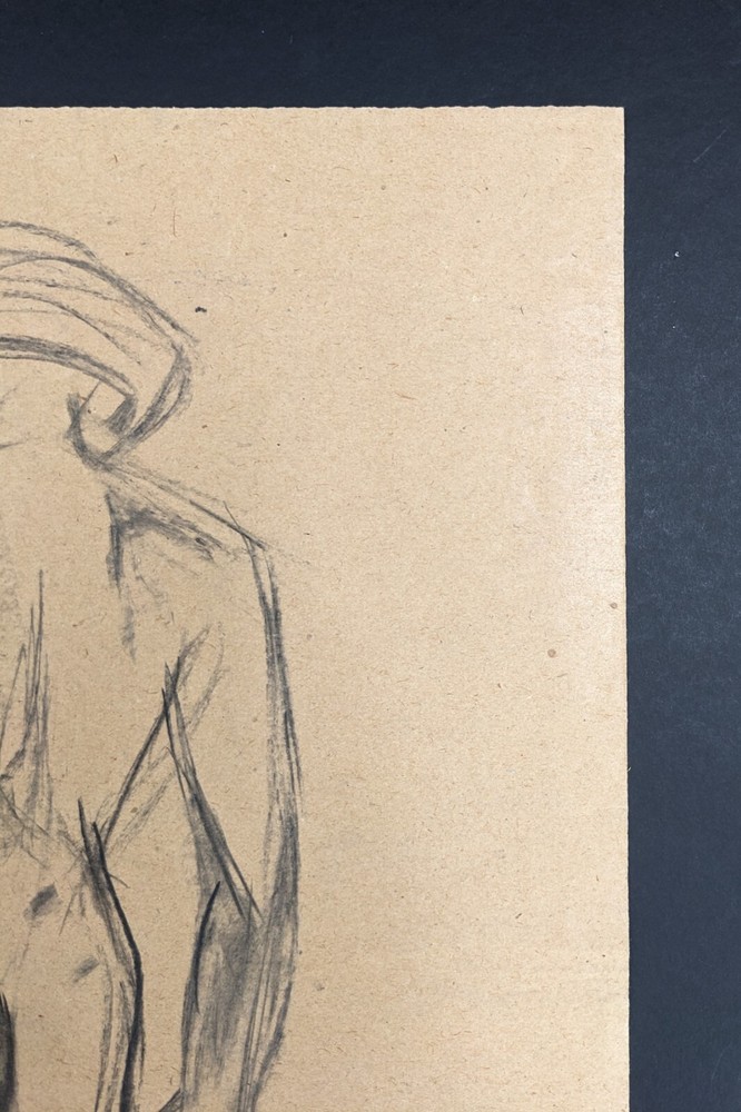 Walter Eck, standing back nude, drawing, autographed, 1965