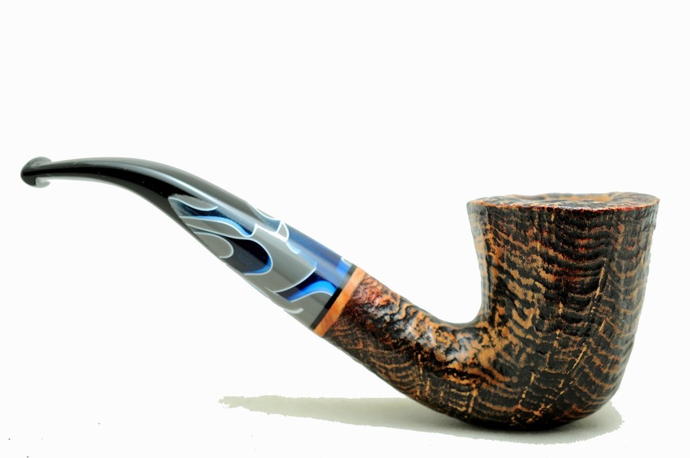 Brand new briar pipe PARONELLI bent sandblast handmade
