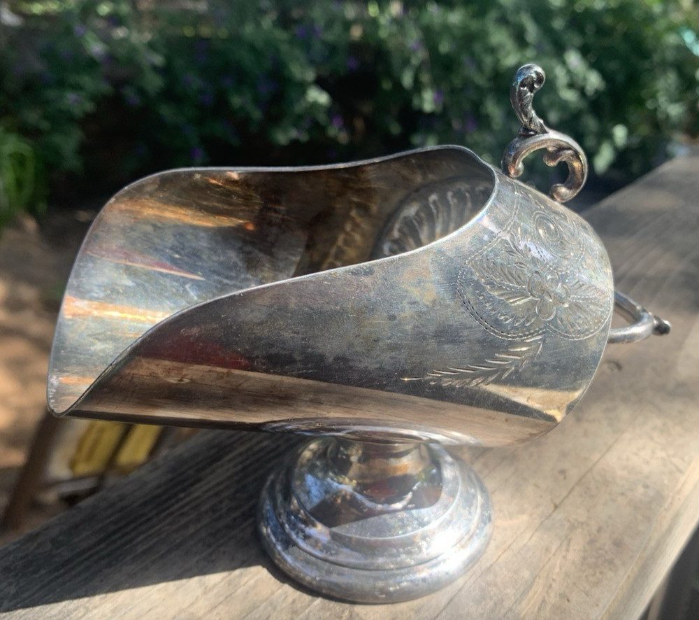 Victorian Silver Plate Sugar Scuttle Barrel EPBM 1900s Model Etched Pattern 917