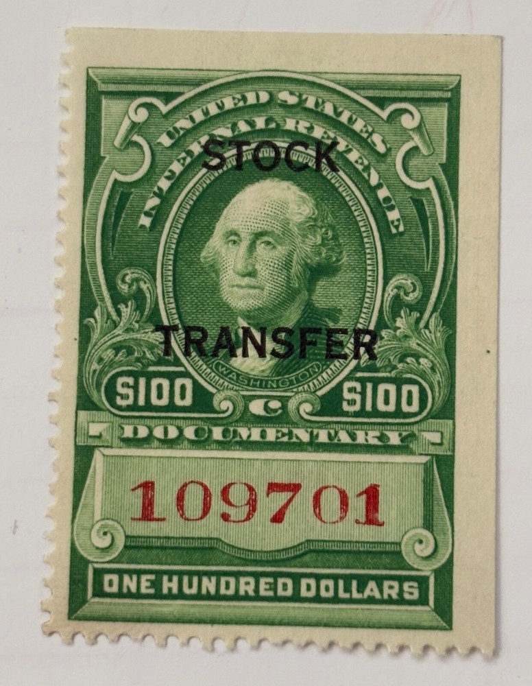 $100 US Stock Transfer Stamp #RD22