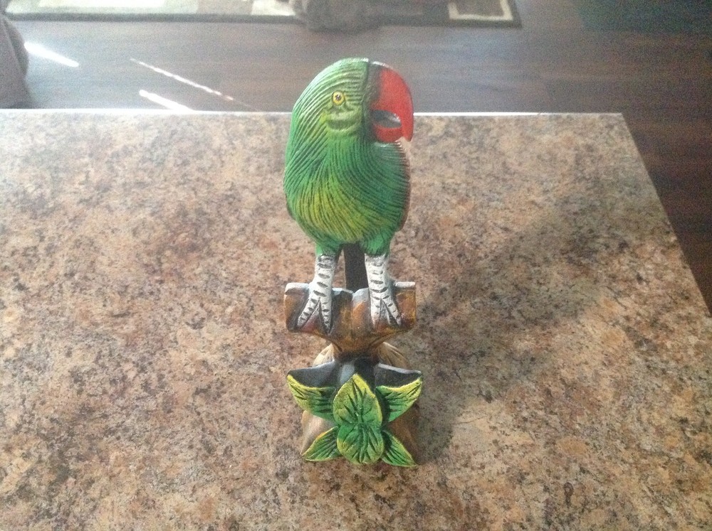 Hand Carved Hand Painted Parrot Statue