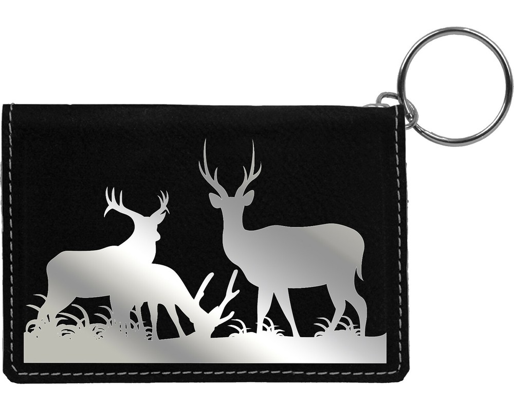 Grazing Deer Laser Engraved Leatherette Keychain Wallet