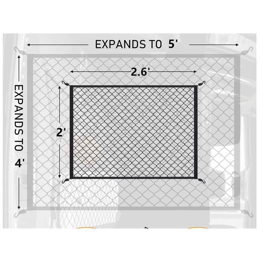Cargo Net for SUV with Hooks Adjustable Highly Elastic Storage Organizer Net ...