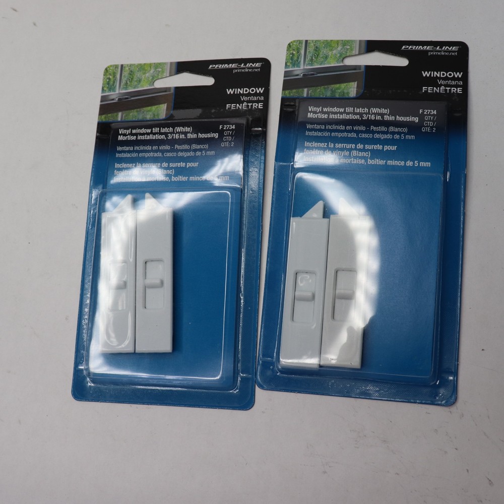 (2-Pk) Prime-Line Tilt Latch Spring-Loaded White Plastic Construction Pair