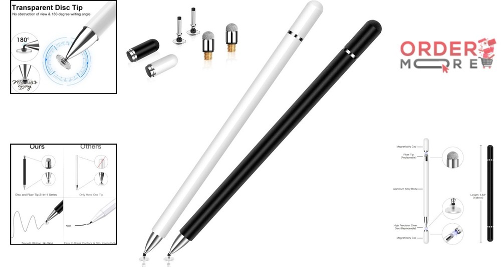 Stylus Pens 2 Pack Aluminum Touchscreen Compatible with iPad iPhone Android