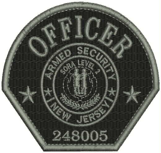 OFFICER ARMERD SECURITY  EMB PATCH 3.65x4.10''HOOK ON BACK black/gray