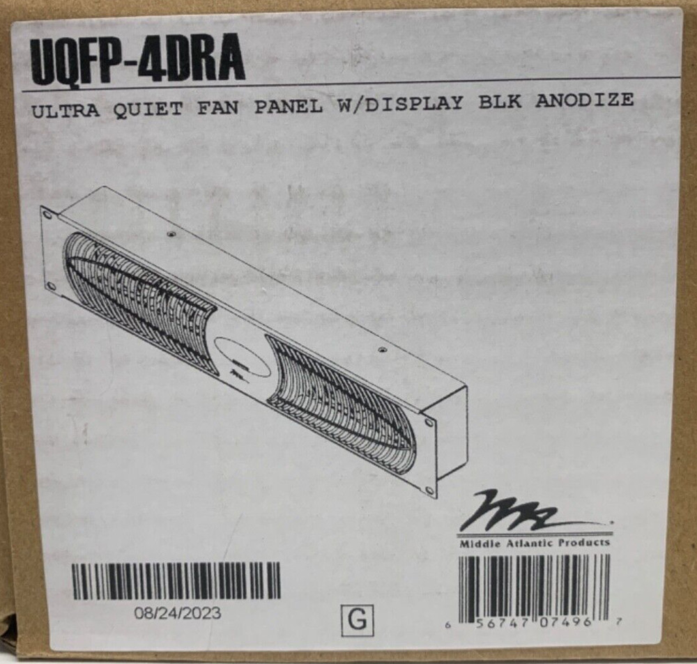 MIDDLE ATLANTIC UQFP-4DRA Ultra Quiet Fan Panel with Display / BLK Anodized