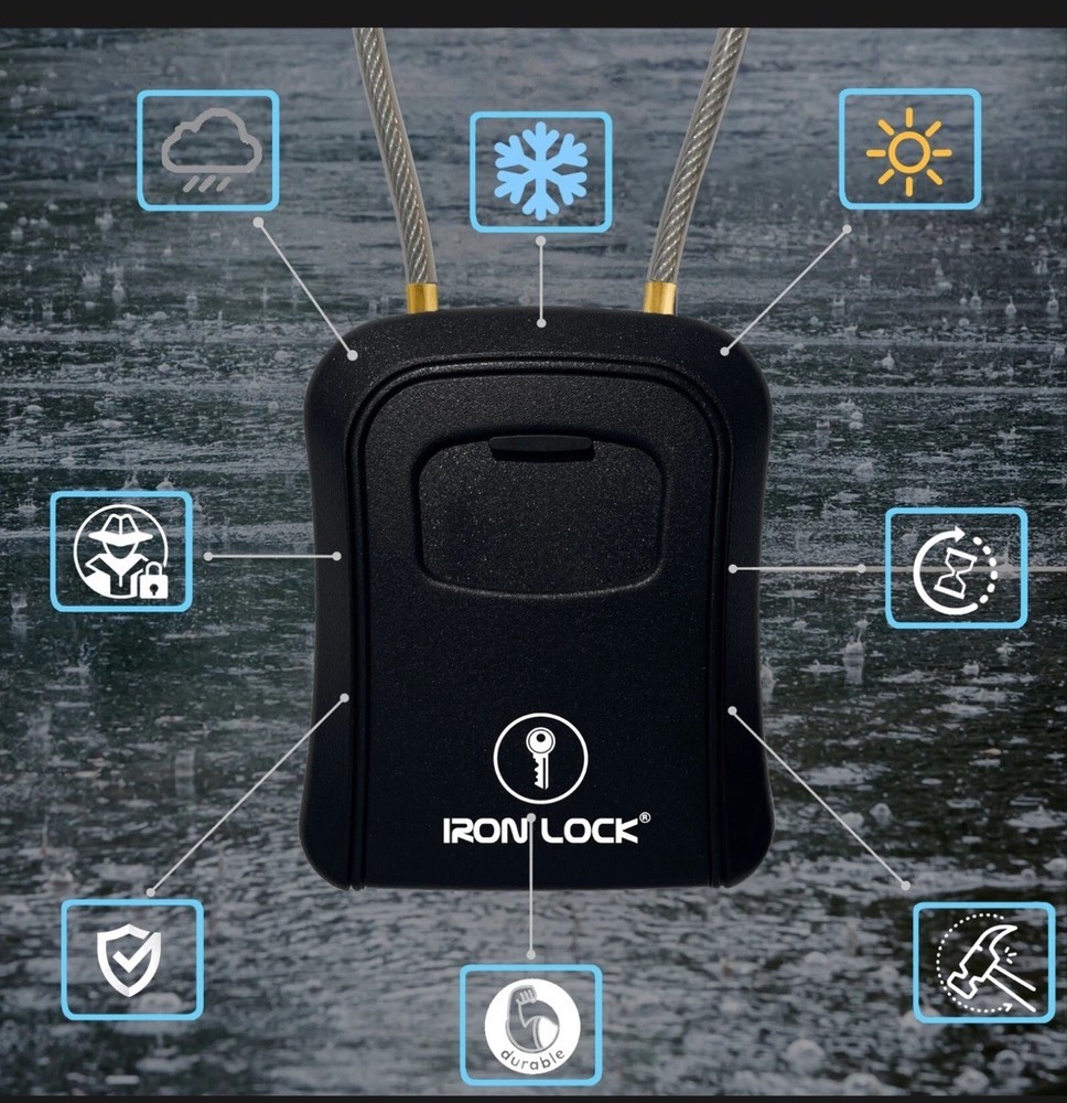 Realtor Key Lock Box Combination Lock Safe Wall Mount Portable Cable