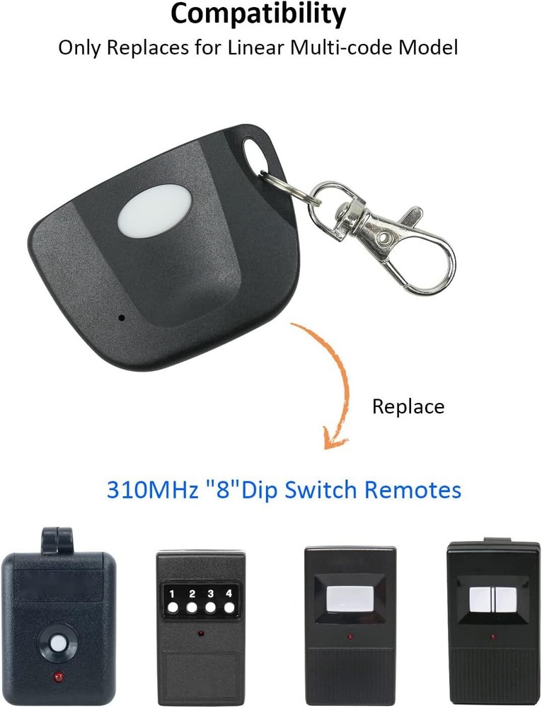 2Pcs/Pack For Linear Delta 3 Remote Garage Door Control Transmitter 8 Dip