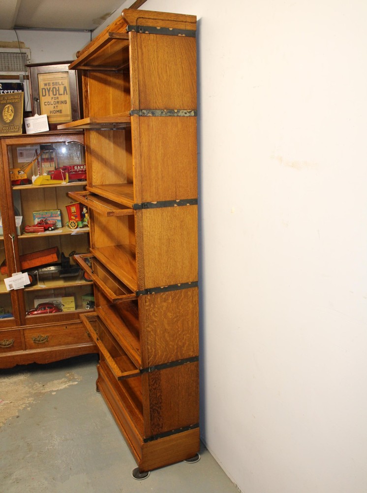 Antique Wall Unit (3) Oak Globe Wernicke Bookcases – Each Five Sections Height