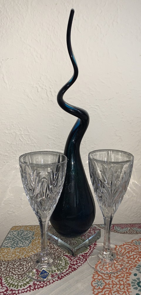 Bohemia cut crystal wine glasses