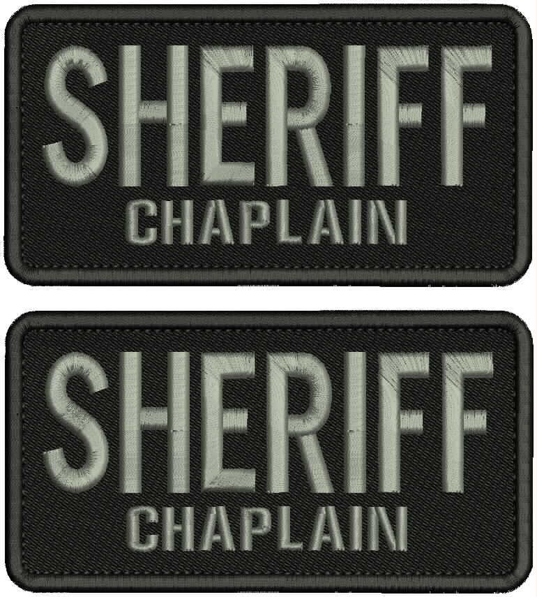 SHERIFF CHAPLAIN2  Embroidery Patches 3X6 hook on back BLACK/GRAY
