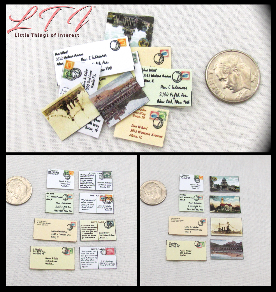 1:6 Scale MAIL ENVELOPES AND POSTCARDS Miniature Playscale
