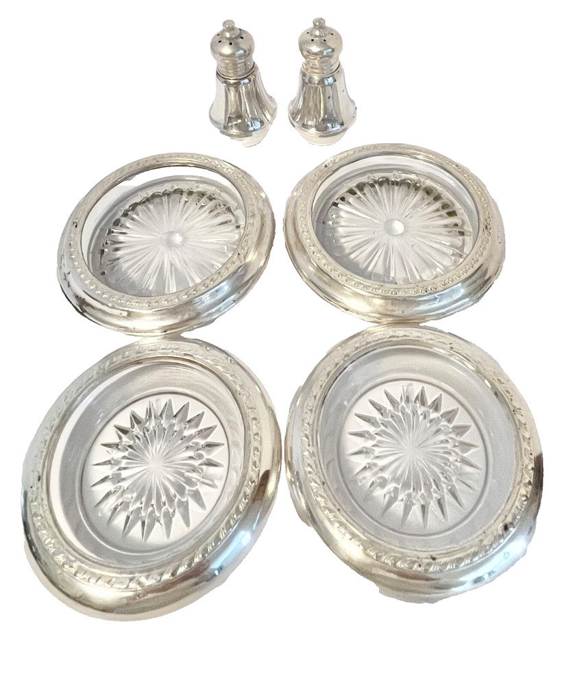 Sterling Silver Coasters & Sterling Silver Salt & Pepper Shakers
