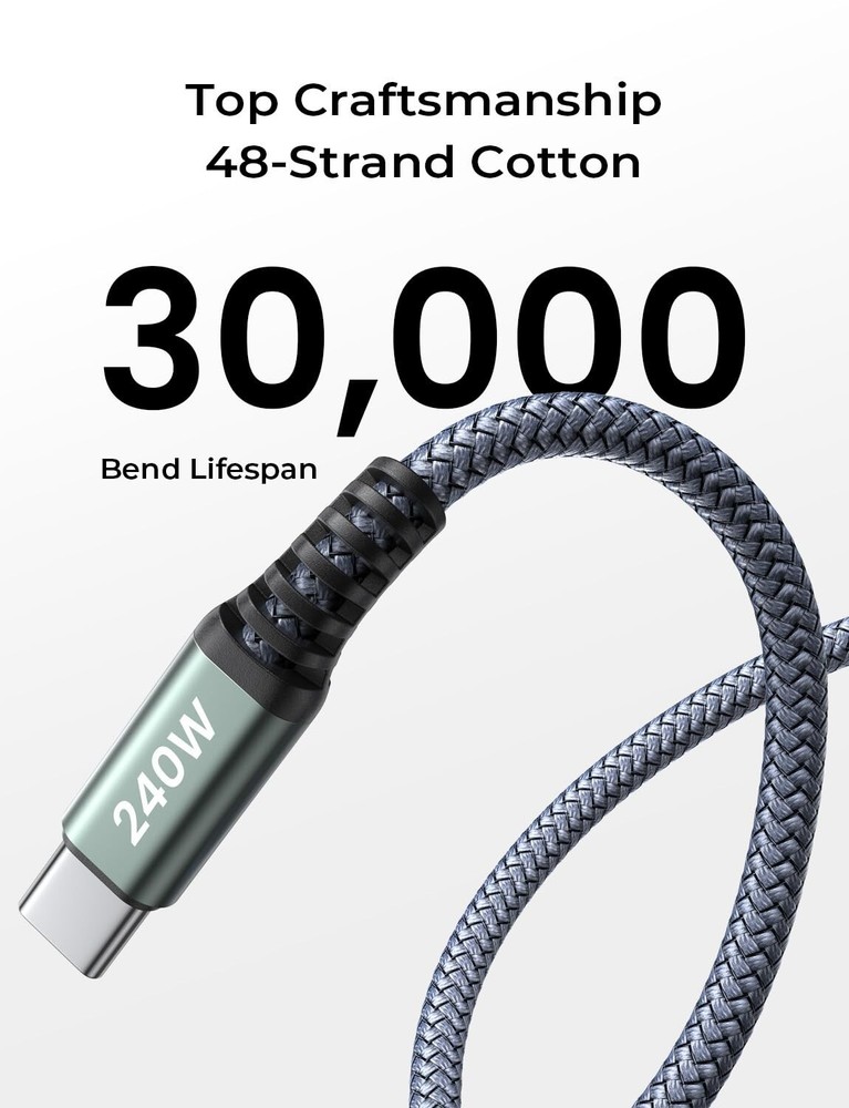 AINOPE 240W USB C to USB C Right Angle Fast Charging Cable