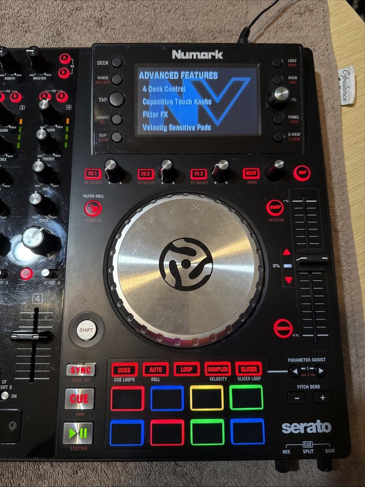 Numark NV 4-Deck Dual-Display USB DJ Controller Turn Tabletop - Black