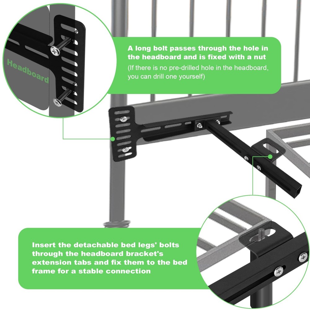 Adjustable Headboard Brackets, Universal Headboard Bracket, Bed Extension Ada...