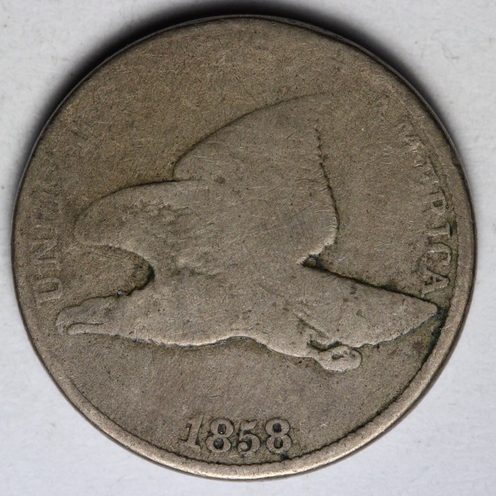 1858 LL Flying Eagle Cent Penny GOOD E107 IWCM