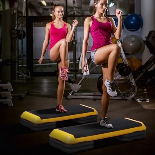 43'' Exercise Aerobic Step Platform Adjustable Workout Step with 4 Stackable Ris