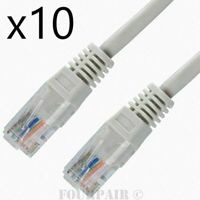 10 Pack Lot - 7ft CAT5e Ethernet Network LAN Router Patch Cable Cord Wire White