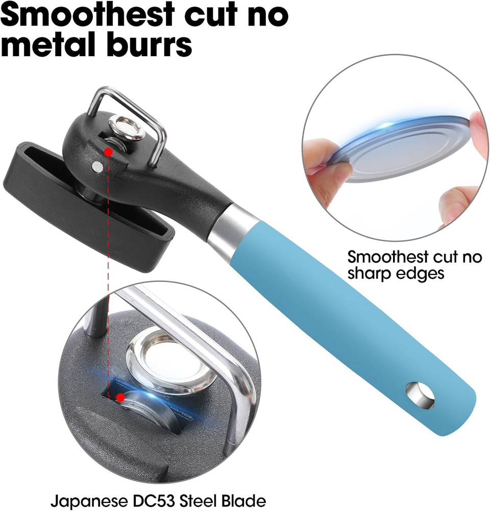 Can Opener, Manual Side Safe Cut Can Opener Smooth Edge with Durable Sharp Blade