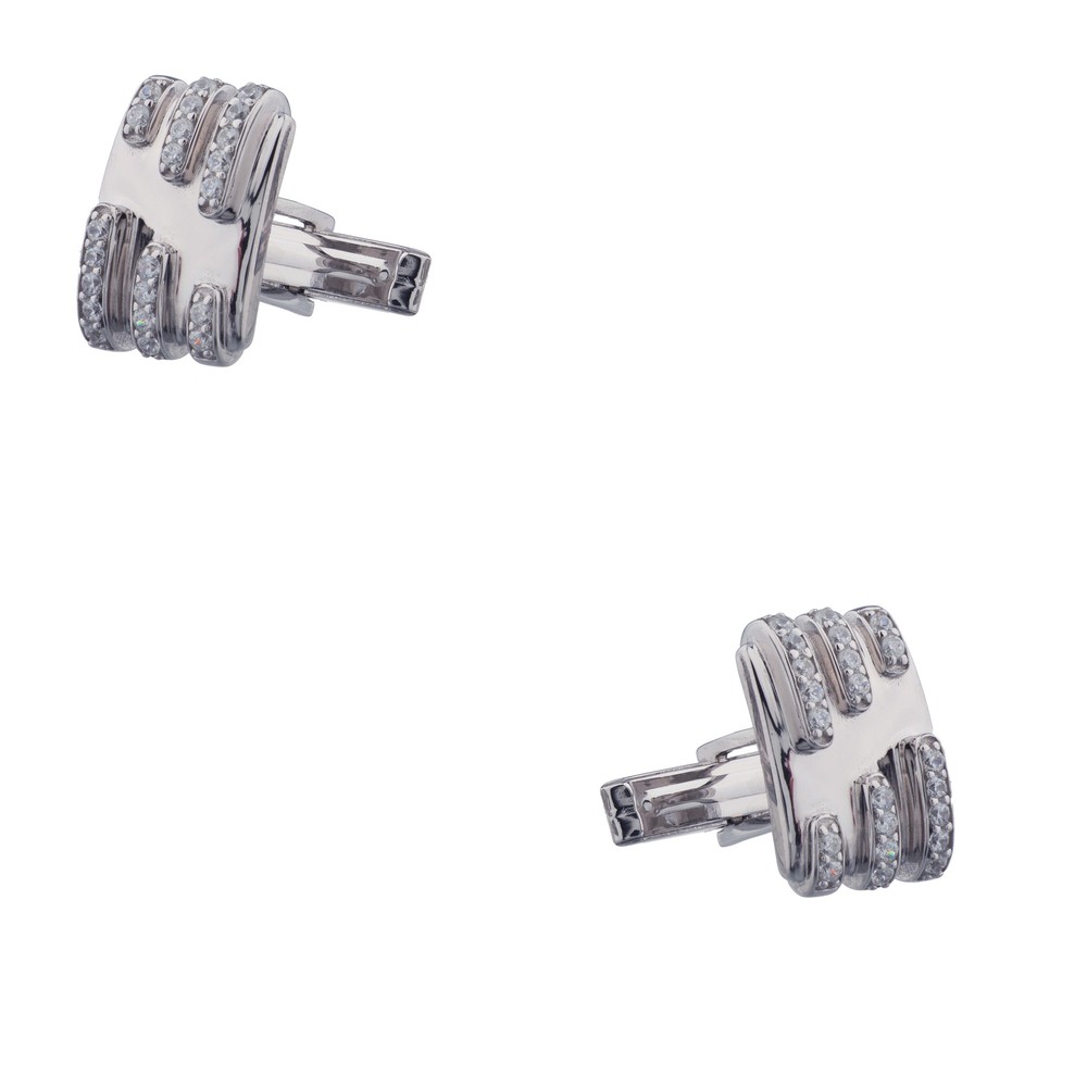 Sterling Silver 925 White Sapphire Cuff Links