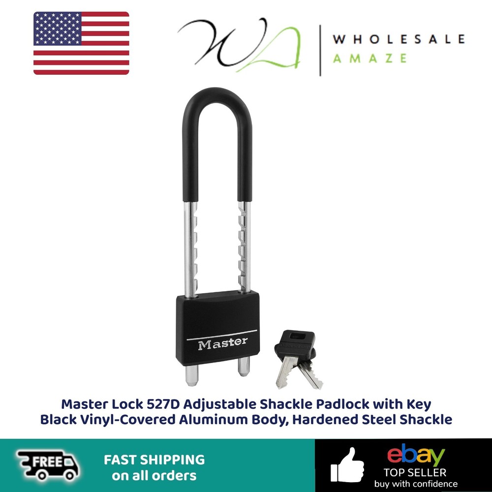 Master Lock 527D Adjustable Shackle Padlock with Key Vinyl-Covered Aluminum