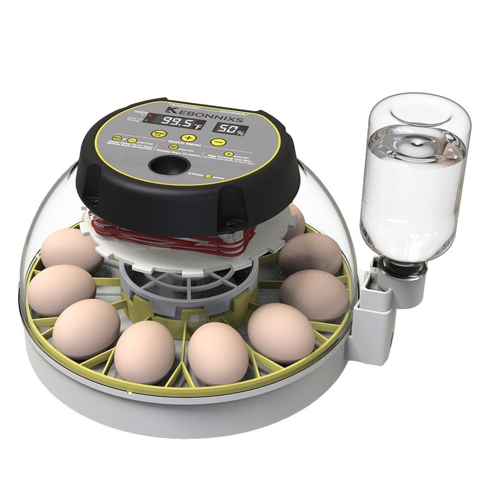 12 Egg Incubator with Humidity Display, Egg Candler, Automatic Egg Turner, fo...