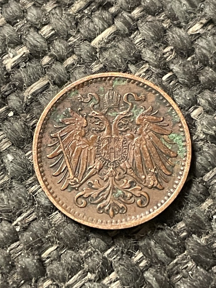 1896 Austria 1 Heller Coin