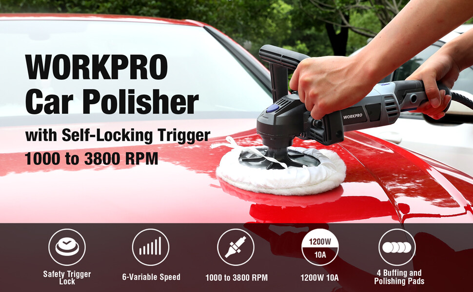WORKPRO 3800PRM 7" Electric 6 Variable Speed Car Polisher Machine Buffer Sander