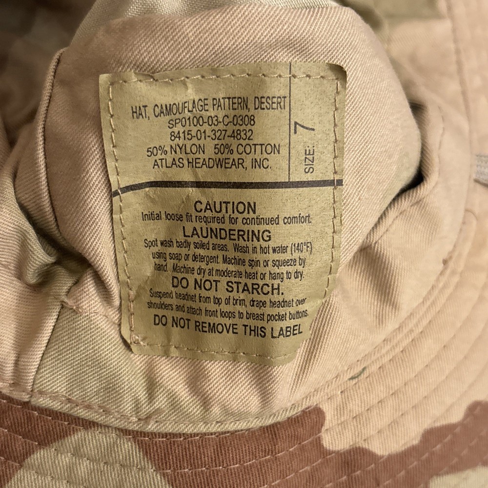 Military Hat Camouflage Desert Hat Size 7