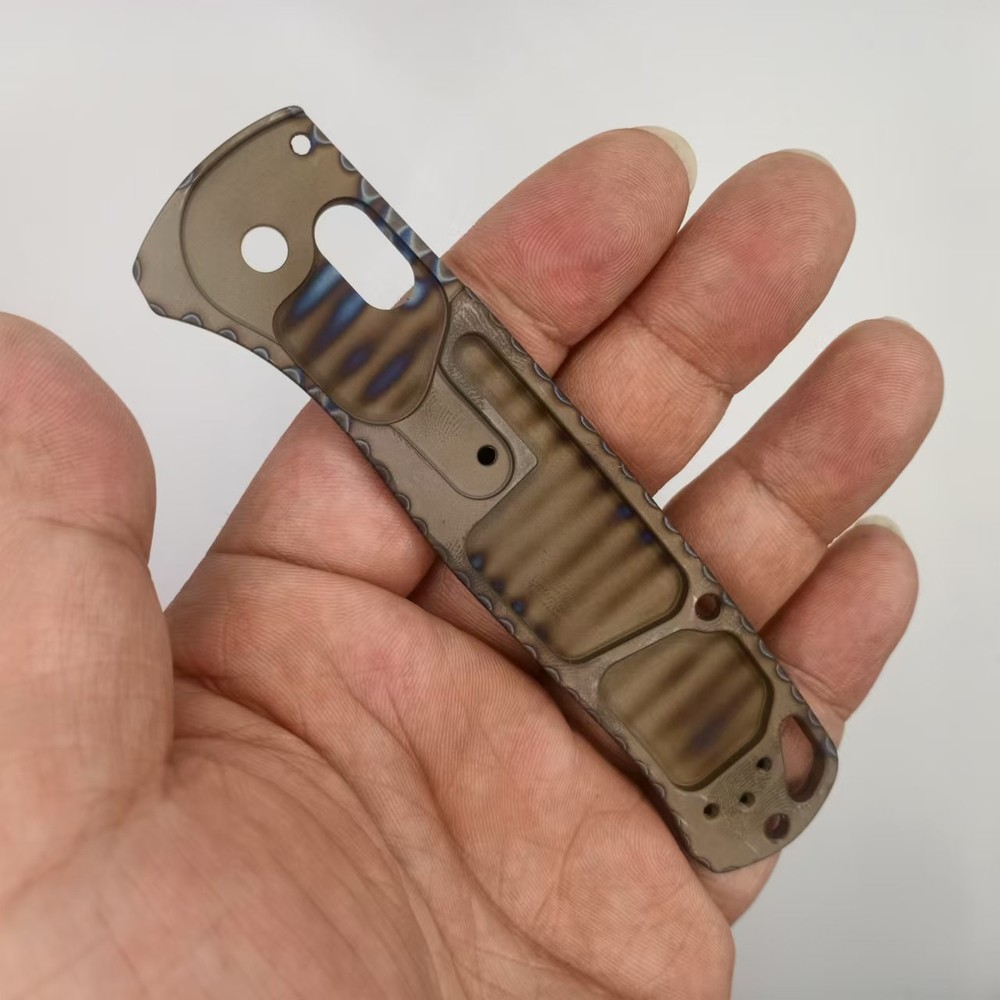 1 Pair Burning TC4 Tiger Pattern Handle Scales for Benchmade Bugout 535