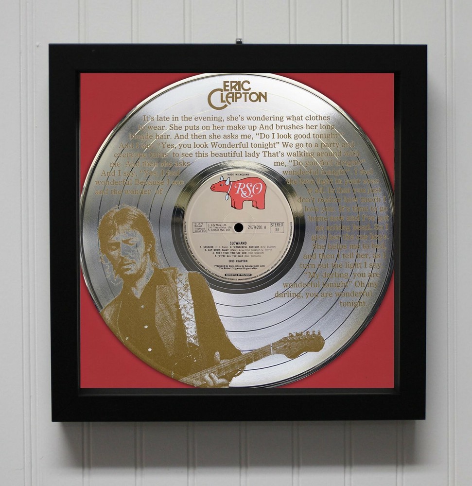 Eric Clapton - Wonderful Tonight Framed Silver Etched LP Shadowbox