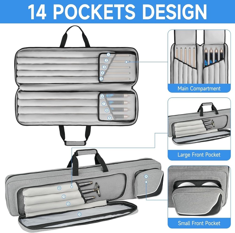 Pool Cue Carrying Case with Shoulder Straps