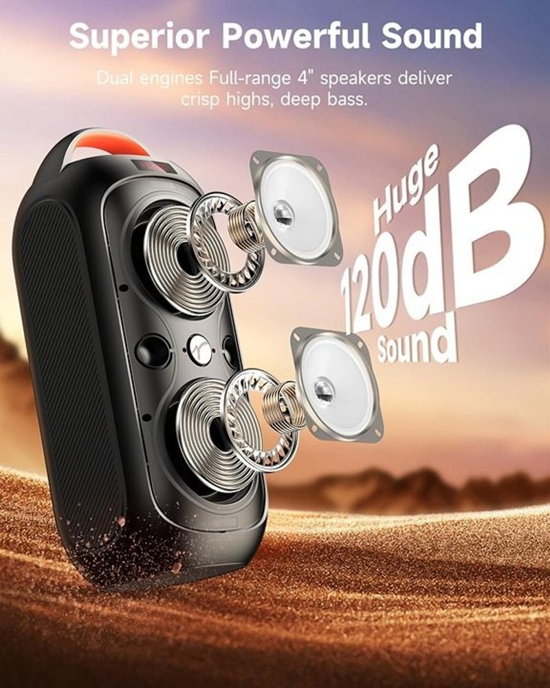 Wireless TWS Portable Bluetooth Speaker, Beat-Driven Lights