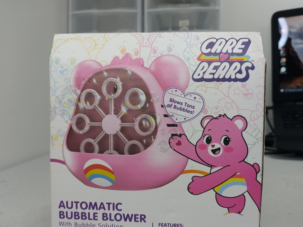 Care Bears Cheer Bear Automatic Bubble Machine – Includes Bubble Solution