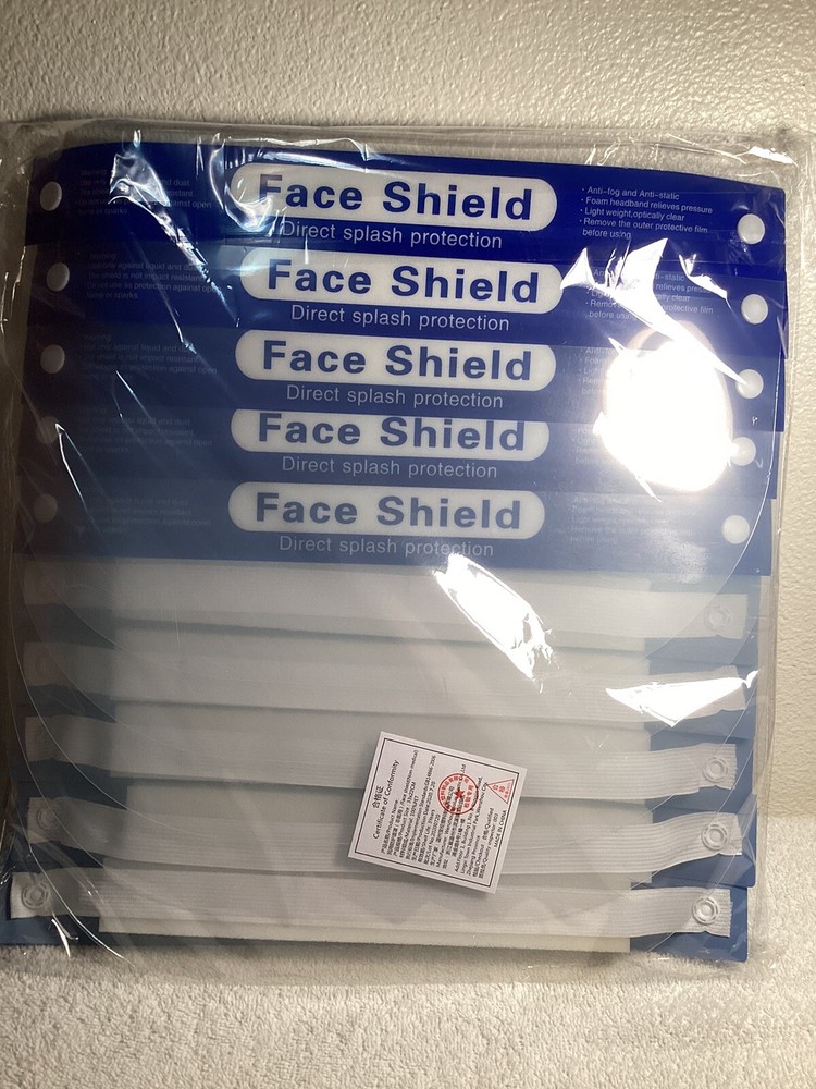 10 Pack Face Shield Direct Splash Protection Reusable Washable