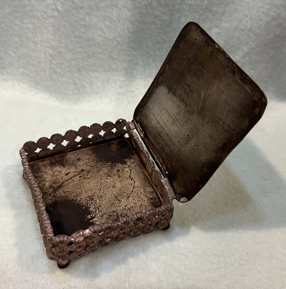 Antique Silver Plated Trinket Box. No Markings
