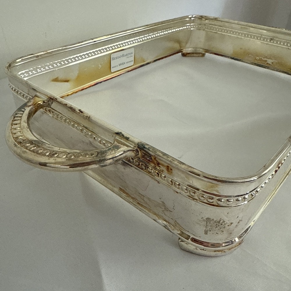 Reed & Barton Silver Plate MH504 Rectangular Baking Dish Stand Approx 14" by 10"