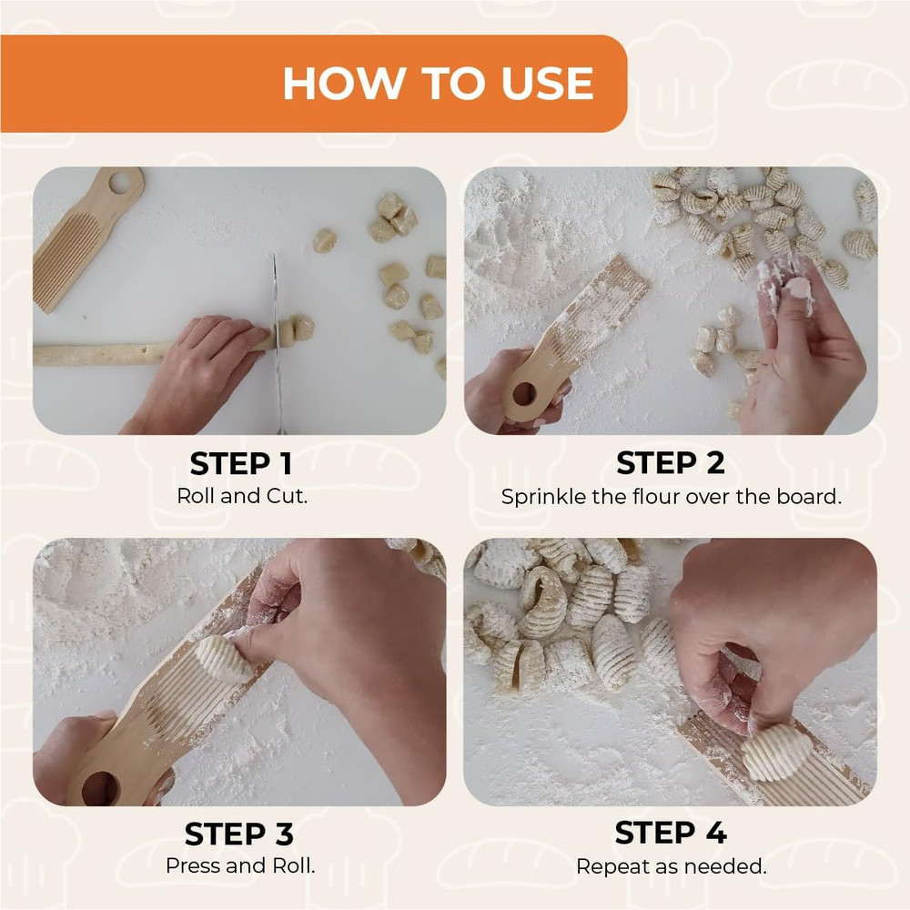 Unique Curved Gnocchi Board Paddle, Unique Curved Design for Handmaking