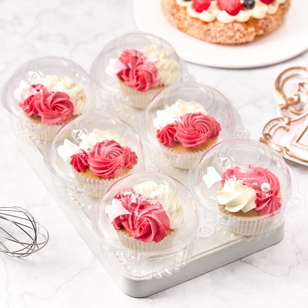 100 Pack Individual Cupcake Containers Clear Plastic Cupcake Holders Cupcakes