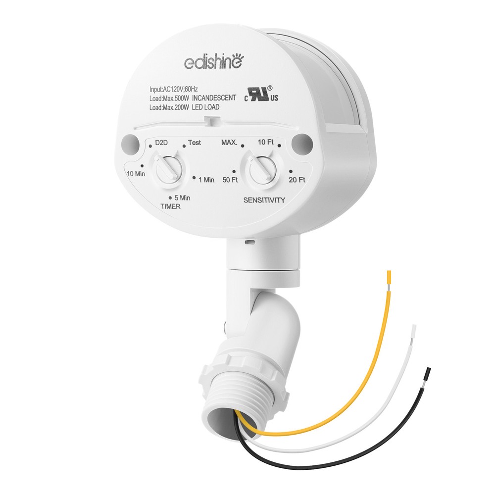 EDISHINE Motion Sensor, Automatic Dusk to Dawn, 180 Degree Replacement White