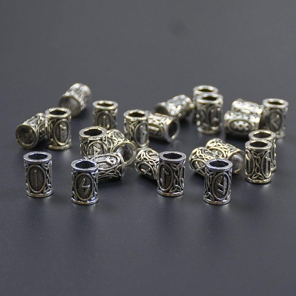 24 PCS Viking Hair Beads Beard 6 Pull 24 PCS, Black